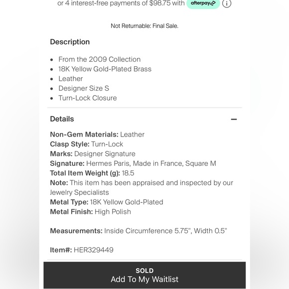 Excellent brown swift Kelly double tour bracelet - Picture 8 of 8